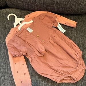 Carter's Mauve Romper and Sweater Set